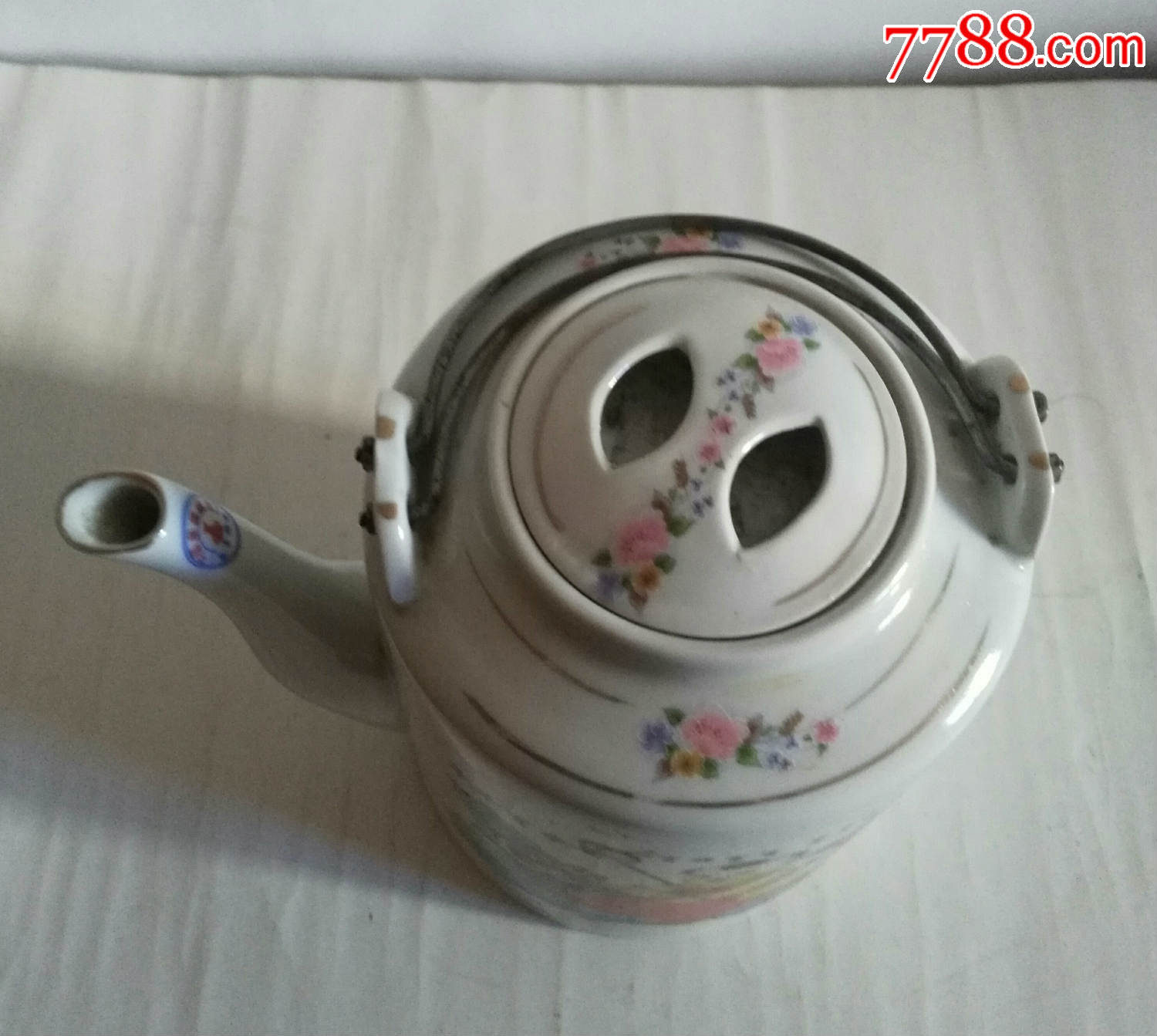 好品景德镇良玉陶瓷生产【粉彩.吉庆图案】老提梁茶壶
