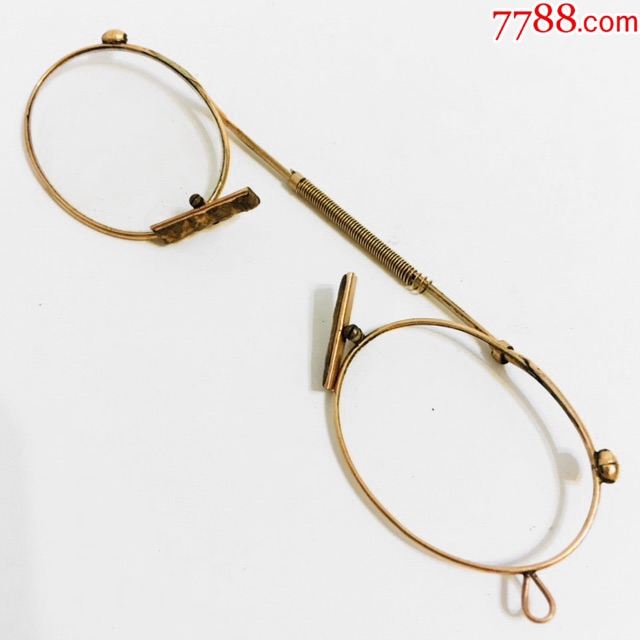 西洋古董眼镜\/1930年美国制夹鼻眼镜\/包金材质