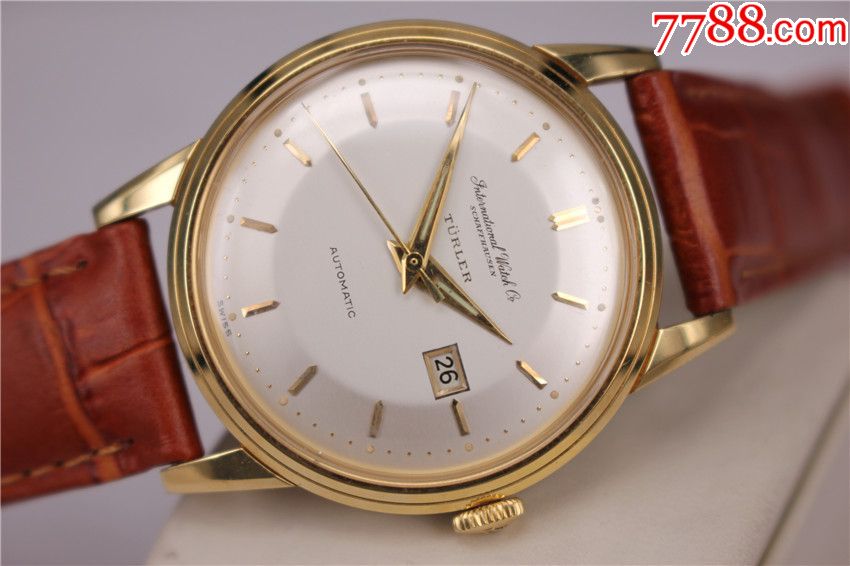 好品古董18k实金万国全自动日历手表_价格17500.