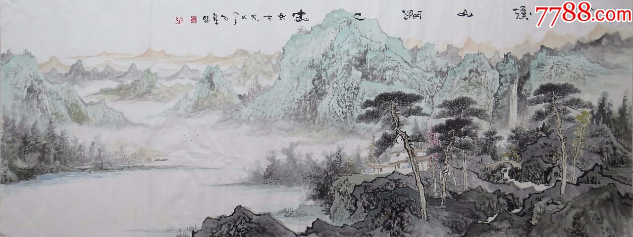 当代画家李胜山水作品值得收藏小六尺山水