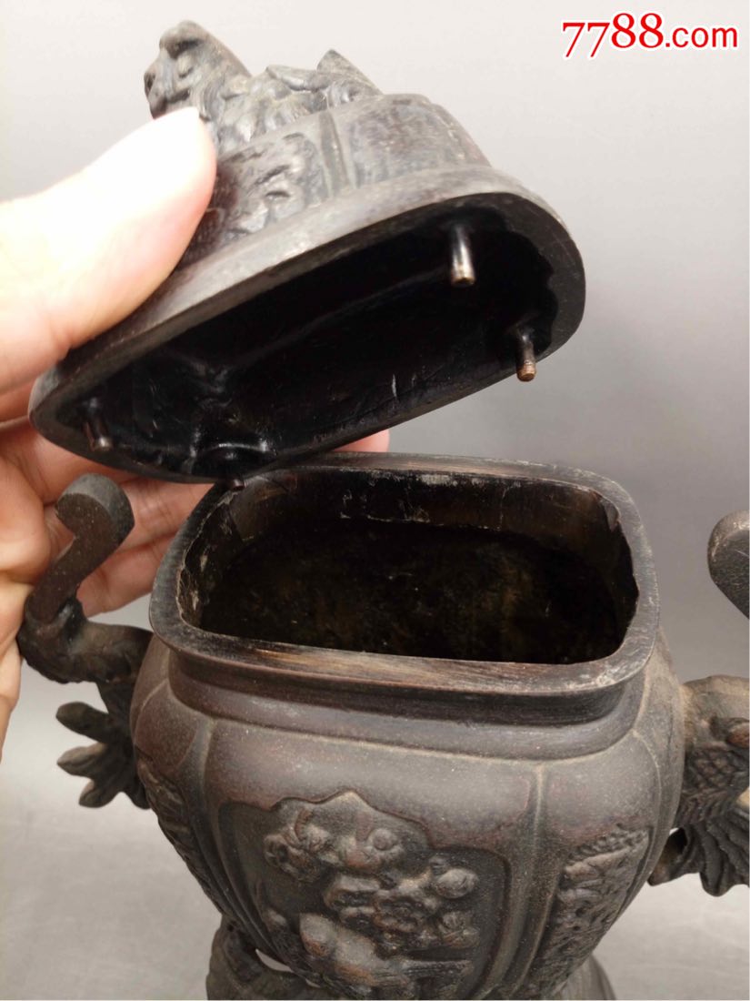 晚清民国时期瑞兽纹铜香薰_香炉/香器_景祥轩【7788