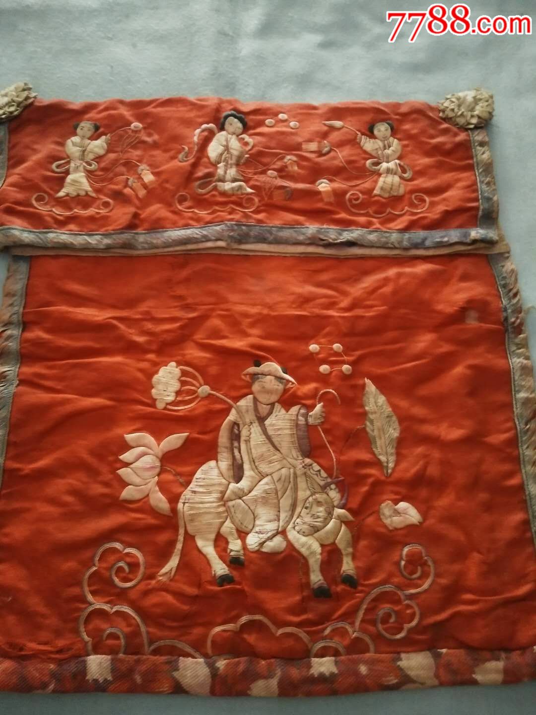 清代刺绣人物门帘29*26cm_价格500元【新苑斋】_第1张_7788收藏__收藏