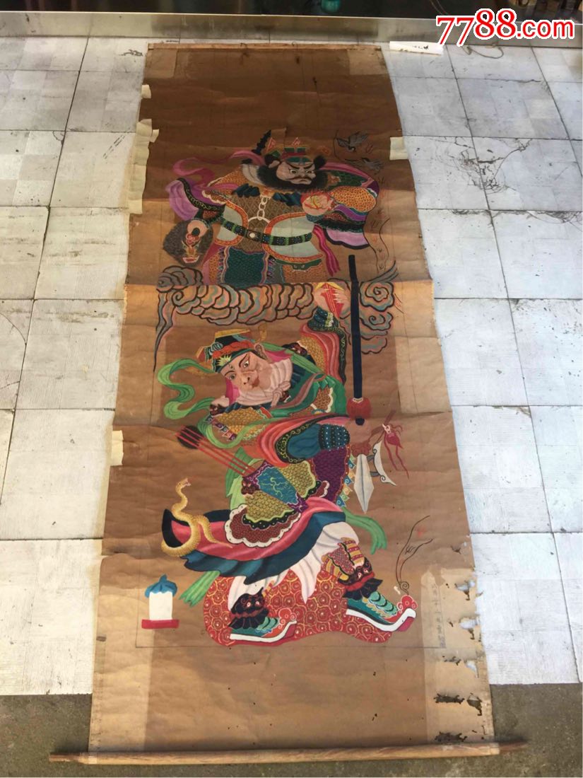 民国手绘水陆画14张一组之八:门神画像之一
