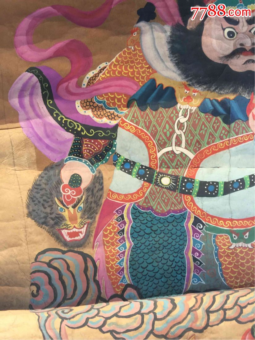 民国手绘水陆画14张一组之八:门神画像之一