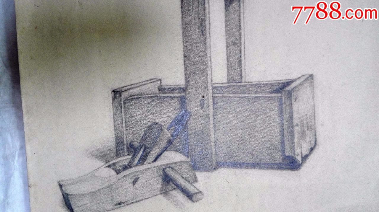 包老包真60年代素描画稿原稿《木工工具》2