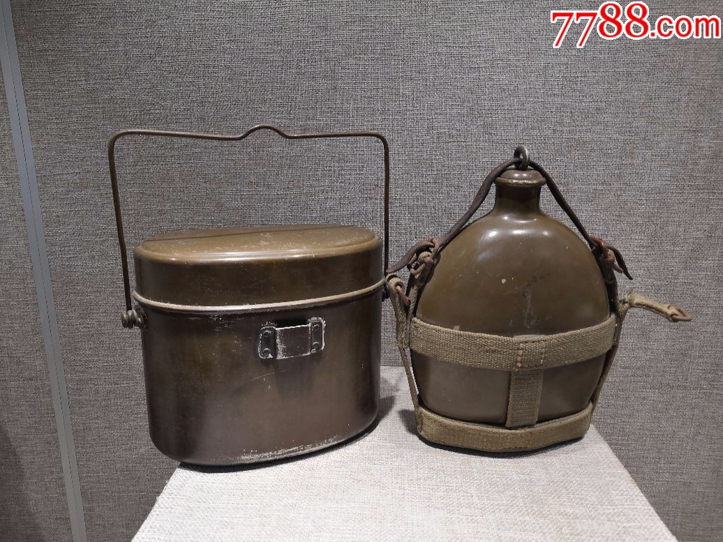 二战文物收藏抗战时期日军遗留原品饭盒水壶被标记合售