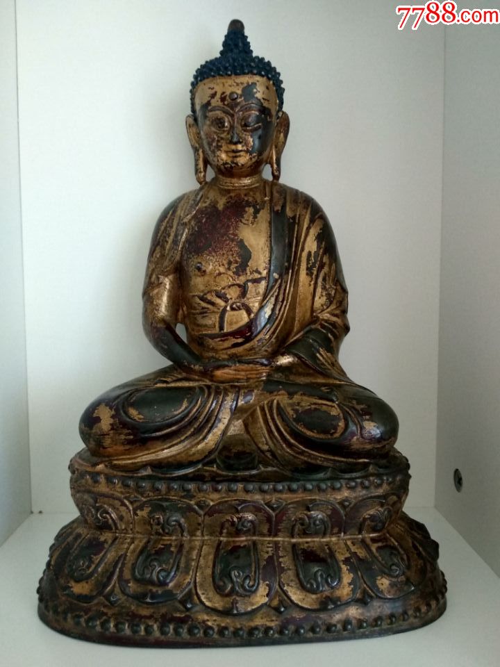大型(明代)漆金释迦牟尼铜造像-工艺精—品相完美_铜像/铜佛像【喜欢