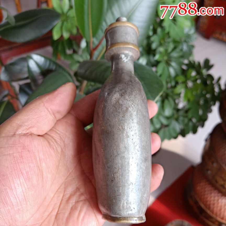 清代锡镶铜倒流酒壶全品如图包老保真