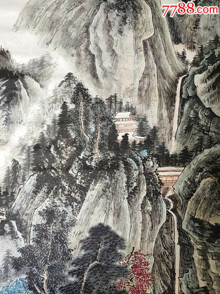 著名画家.伍文全.山水画原作.