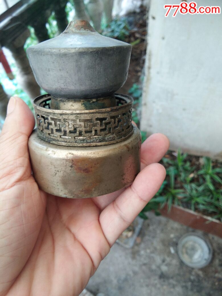 民国铜锡油灯