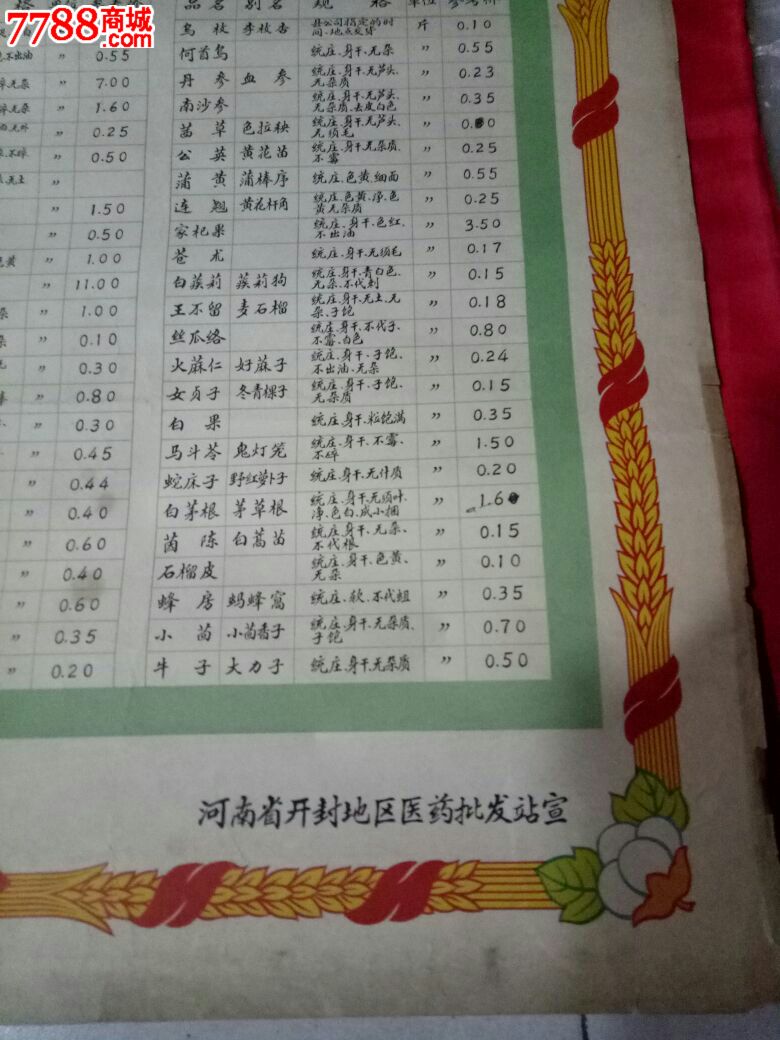 封头语录《中药材批发价格表》