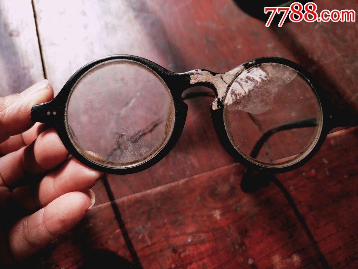民国黑塑料框圆玻璃镜片老花镜-se61014029-墨镜/眼镜