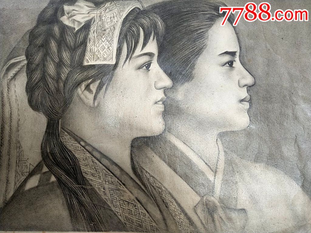 2角人民币素描画.原作.尺寸44x30厘米