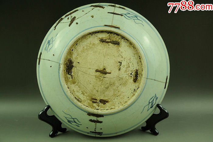 清三代青花瓷乾隆青花釉里红狮盘绣球大盘锔瓷景德镇老瓷包老包真