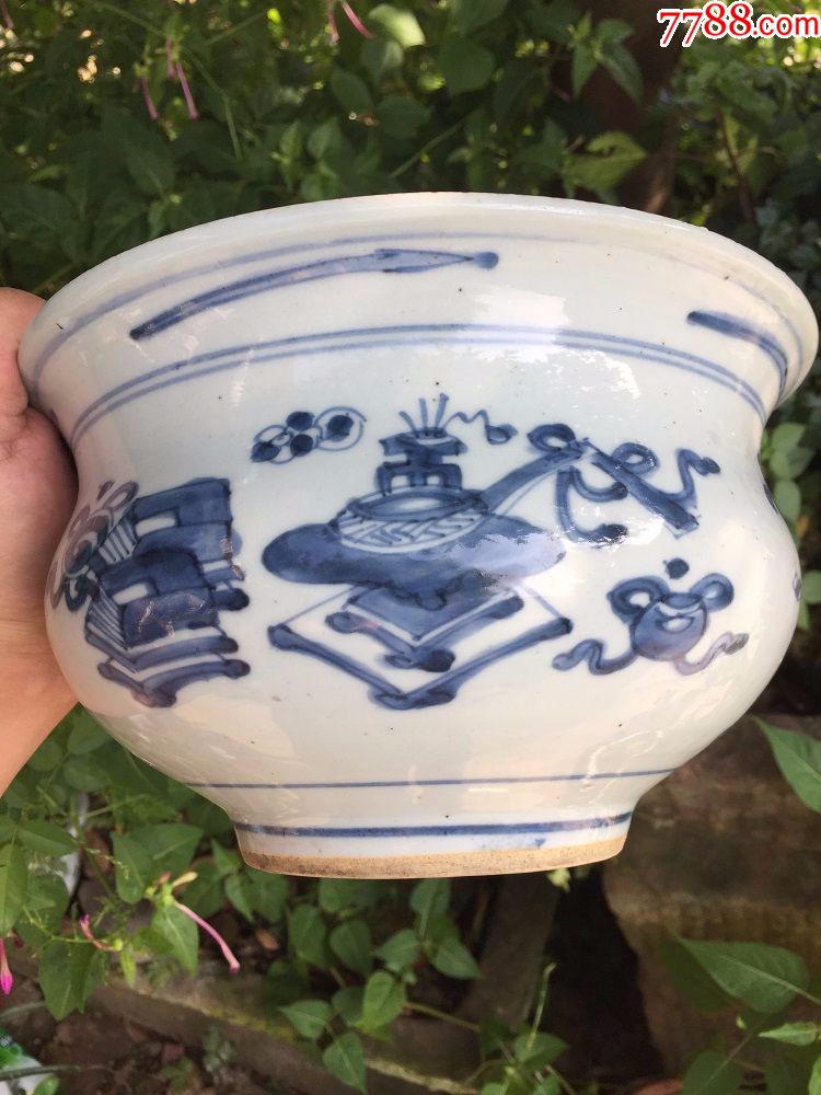 清代青花香炉_青花瓷_山村一线收古董【7788收藏