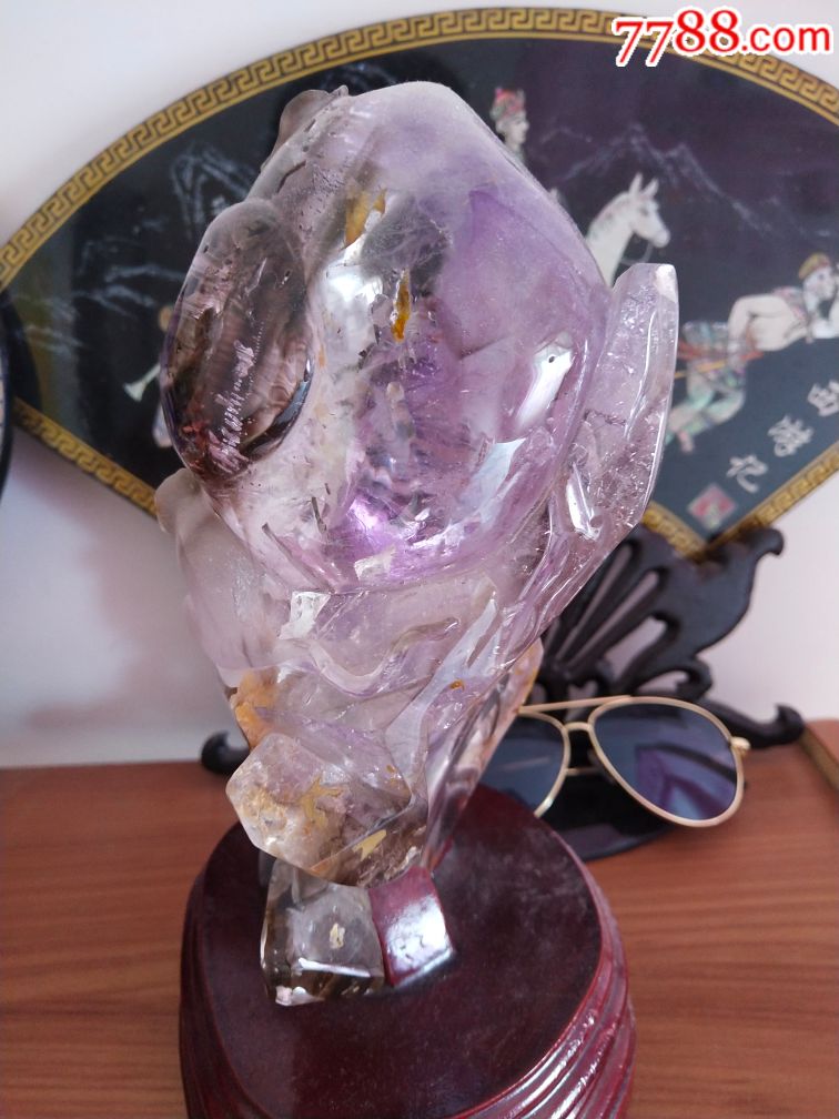 紫水晶灵猴献瑞天然水胆水晶摆件_价格2950.