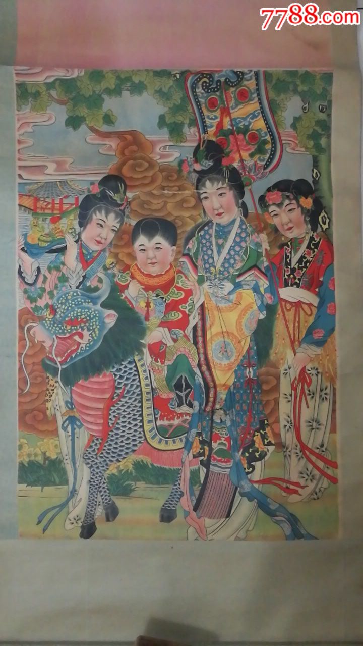 民国-老年画天仙送子,年画/宣传画_第2张_7788宣传画收藏