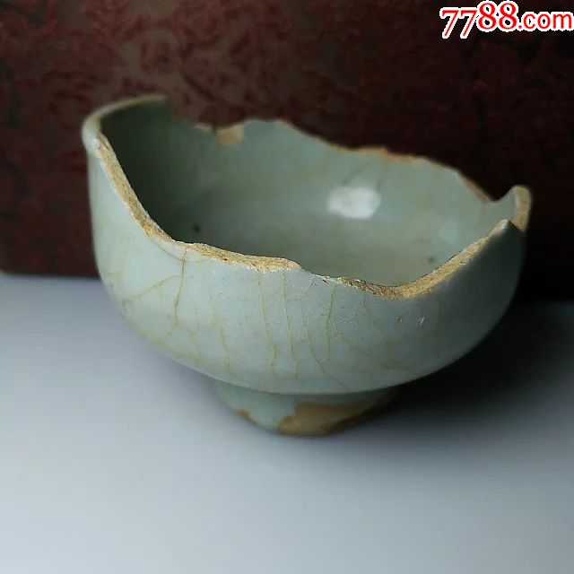 宋代少见外筋道影青杯古瓷片