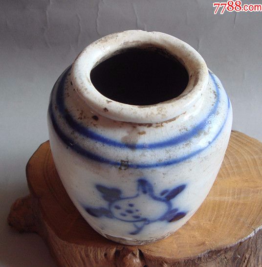 清末民国青花石榴小罐