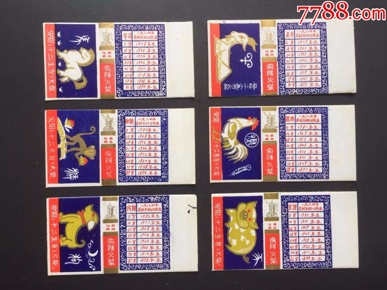 2022生肖卡十二生肖表,十二生肖人物2022 十二生肖年龄对照表深紫底80年代卡标121
