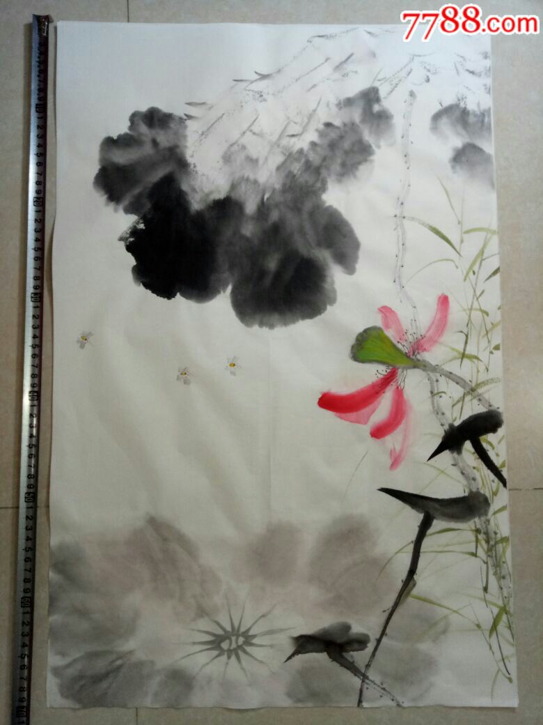 国画水墨写意荷花(无题款)