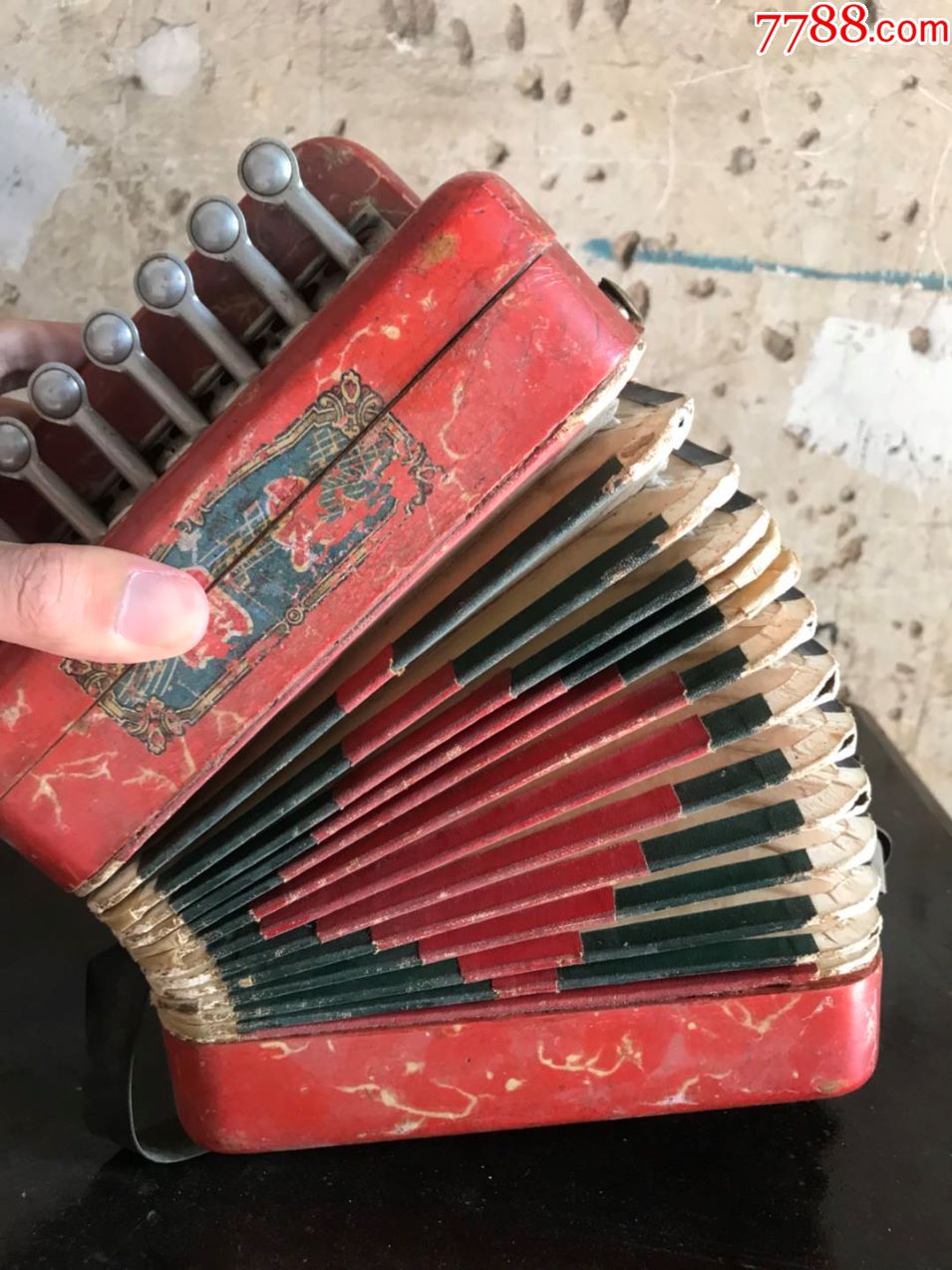 50年代儿童玩具手风琴,地方国营上海国光口琴厂,老玩具
