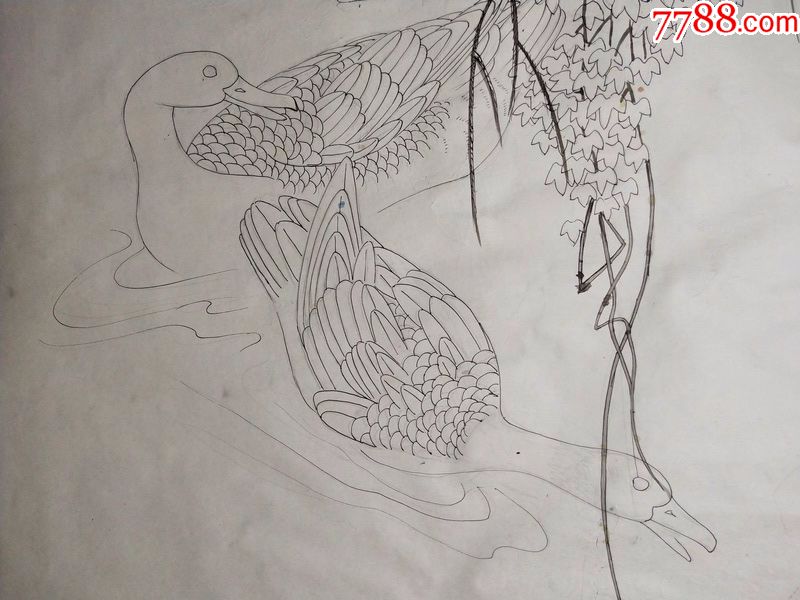 首页 零售 素描/速写 画得好线描花鸟画64*64厘米2面都画有