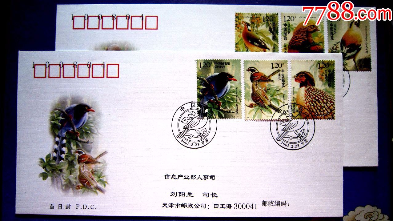 20084中国鸟邮票首日实寄封2全