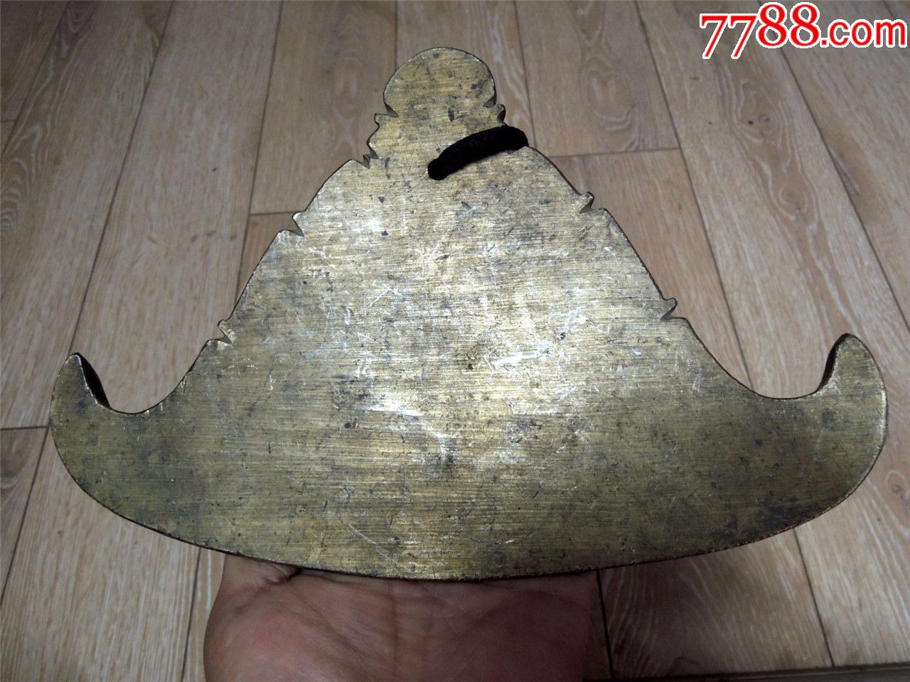 宗教收藏1808a1-边疆早期大号厚料响铜韵板云磬云板铜片钟23.5cm