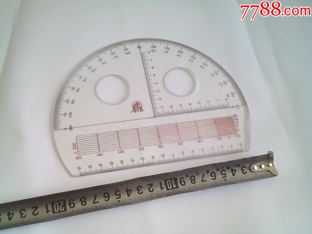 老式厚材质的《半圆尺》(请仔细阅图,详读说明,品严者