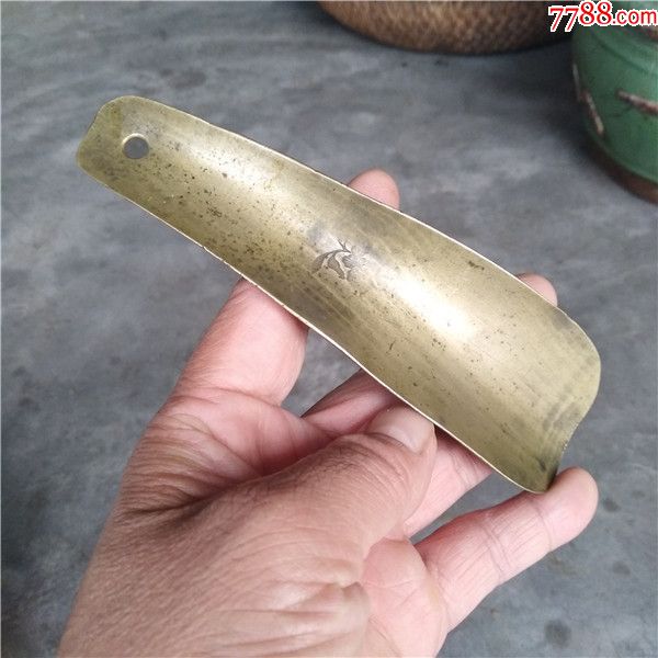 黄亮古包浆民国花卉纹铜鞋拔子鞋提子提鞋工具鞋具包老铜器_价格79.
