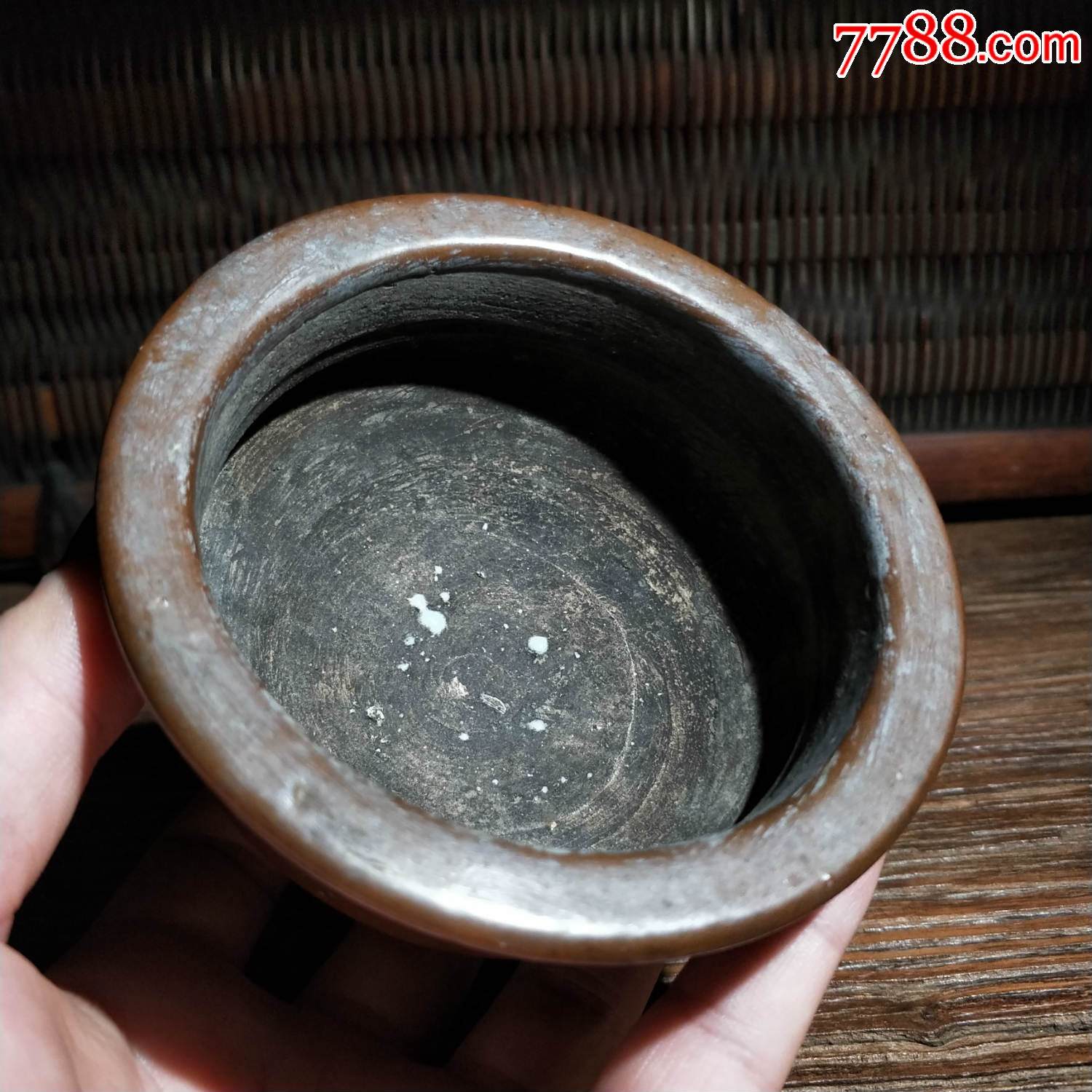 清代紫金釉小碗茶盏古玩瓷器文房摆件