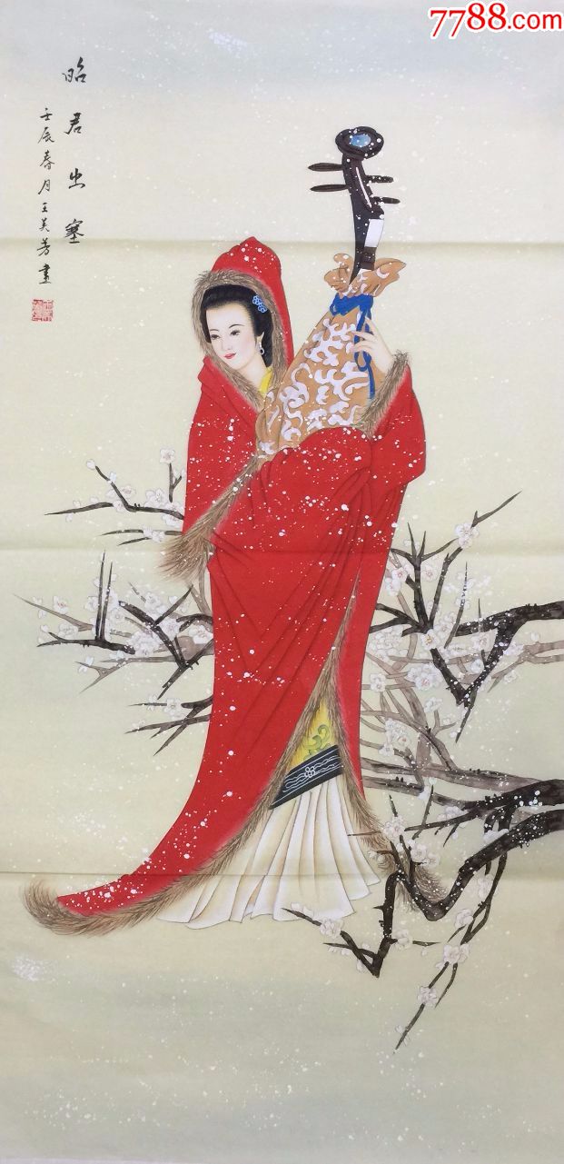 天津美院高级画师,手绘四尺整张工笔人物画,贵妃醉酒