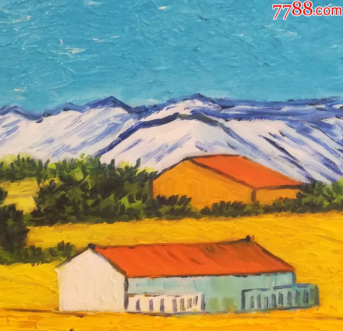 风景油画丰收农田麦田纯手工绘画装饰画