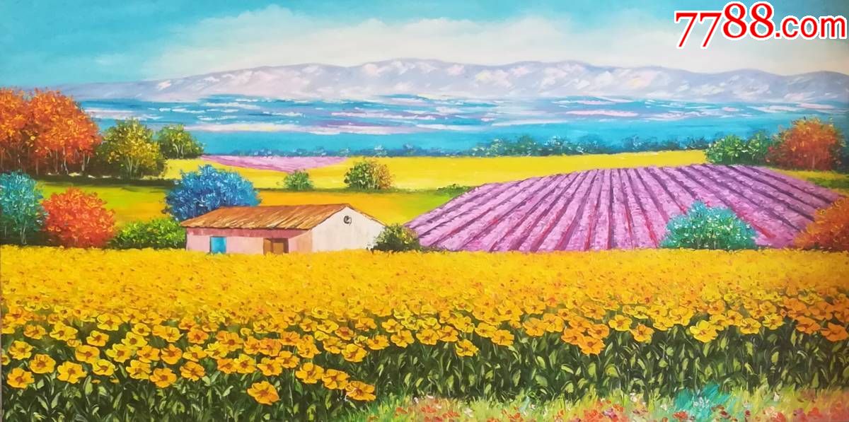 风景油画丰收农田麦田2纯手工绘画装饰画