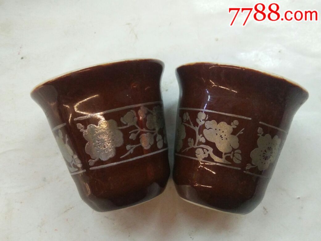 杏花村酒杯一对图案漂亮精美