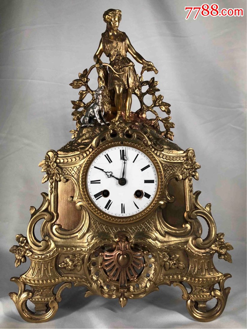 古董法国老壁炉钟铜鎏金座钟挂钟包邮