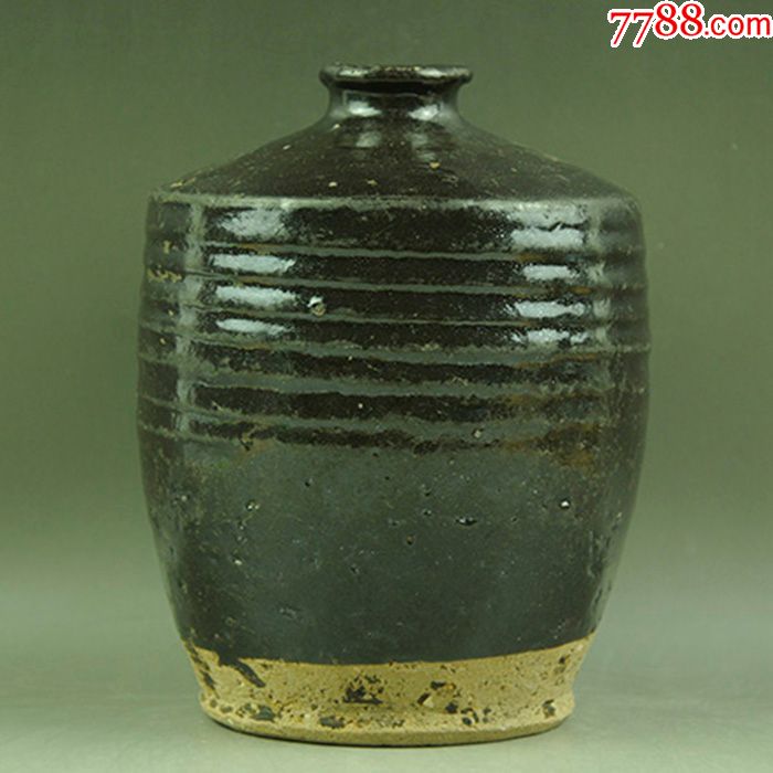 "商品>>>>$3509品99清代磁州窑黑釉六棱研钵老窑