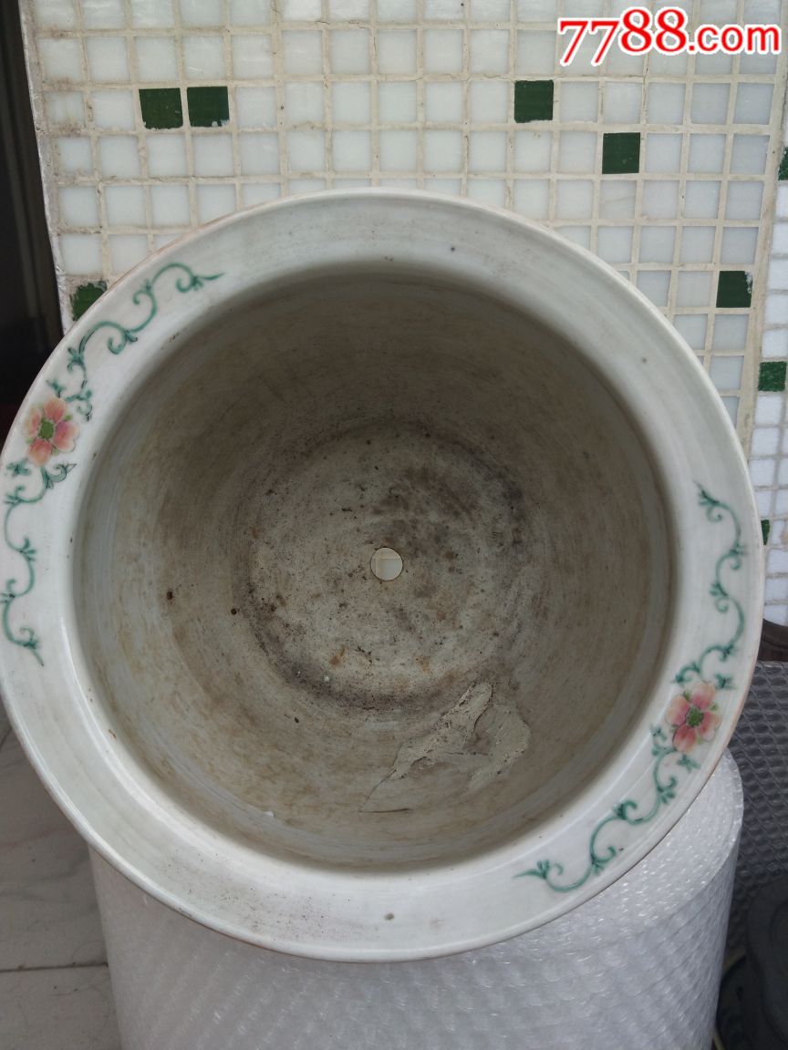精品,罕见,清代光绪重工满盆,粉彩人物故事大花盆,老瓷器