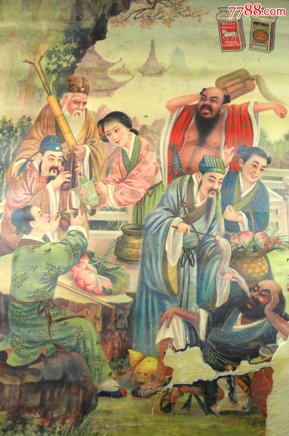 人间最美丽的传说-八仙过海,各显神通■名家谢之光精品烟标广告画