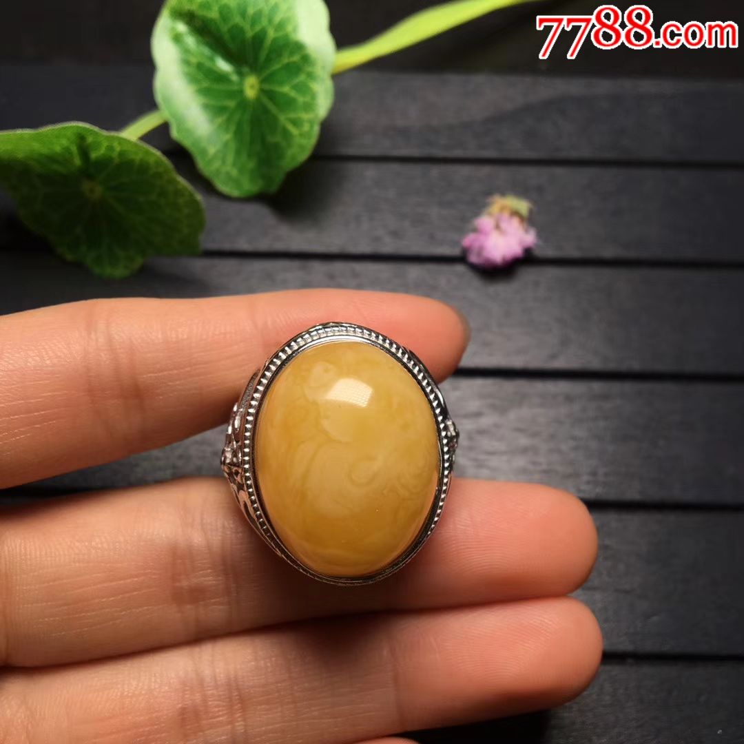 精品蜜蜡花蜡男士戒指