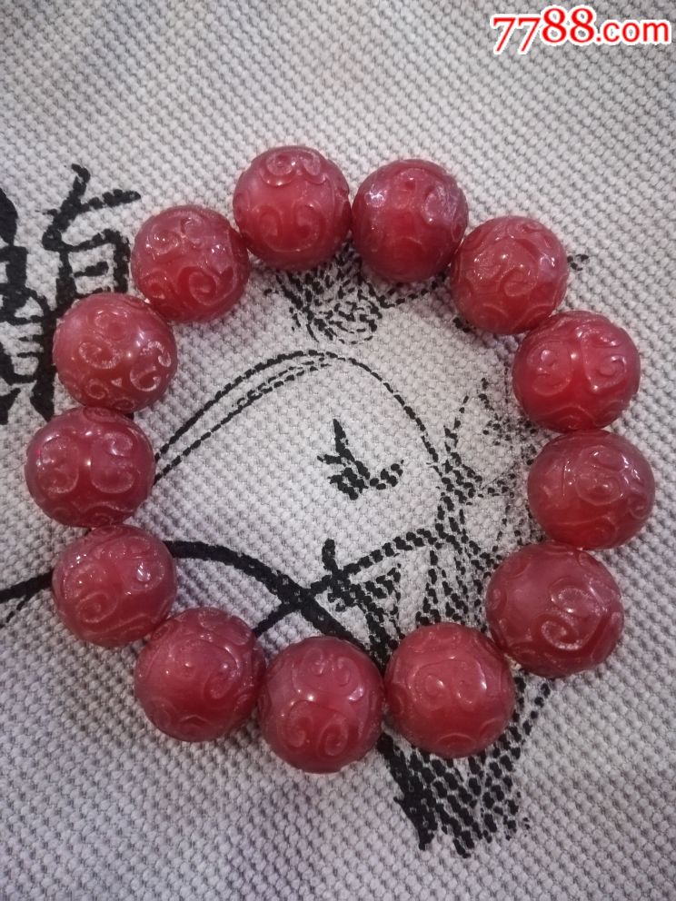 老玛瑙天然红玛瑙文玩手串花纹雕工手链