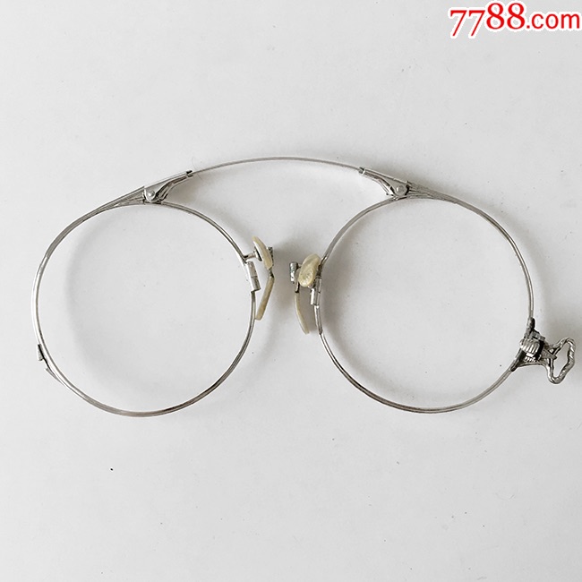 西洋古董夹鼻眼镜\/1920年英国制\/12K包白金材