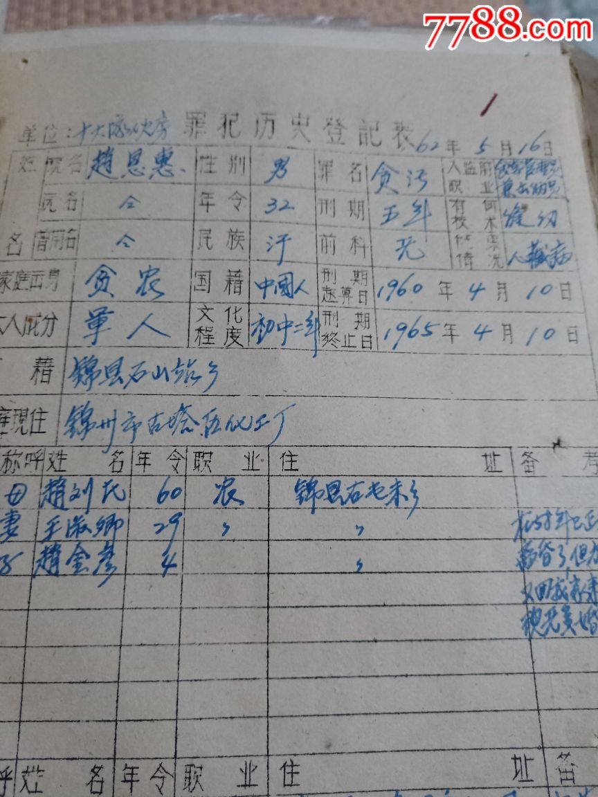 60年代罪犯档案,多照片