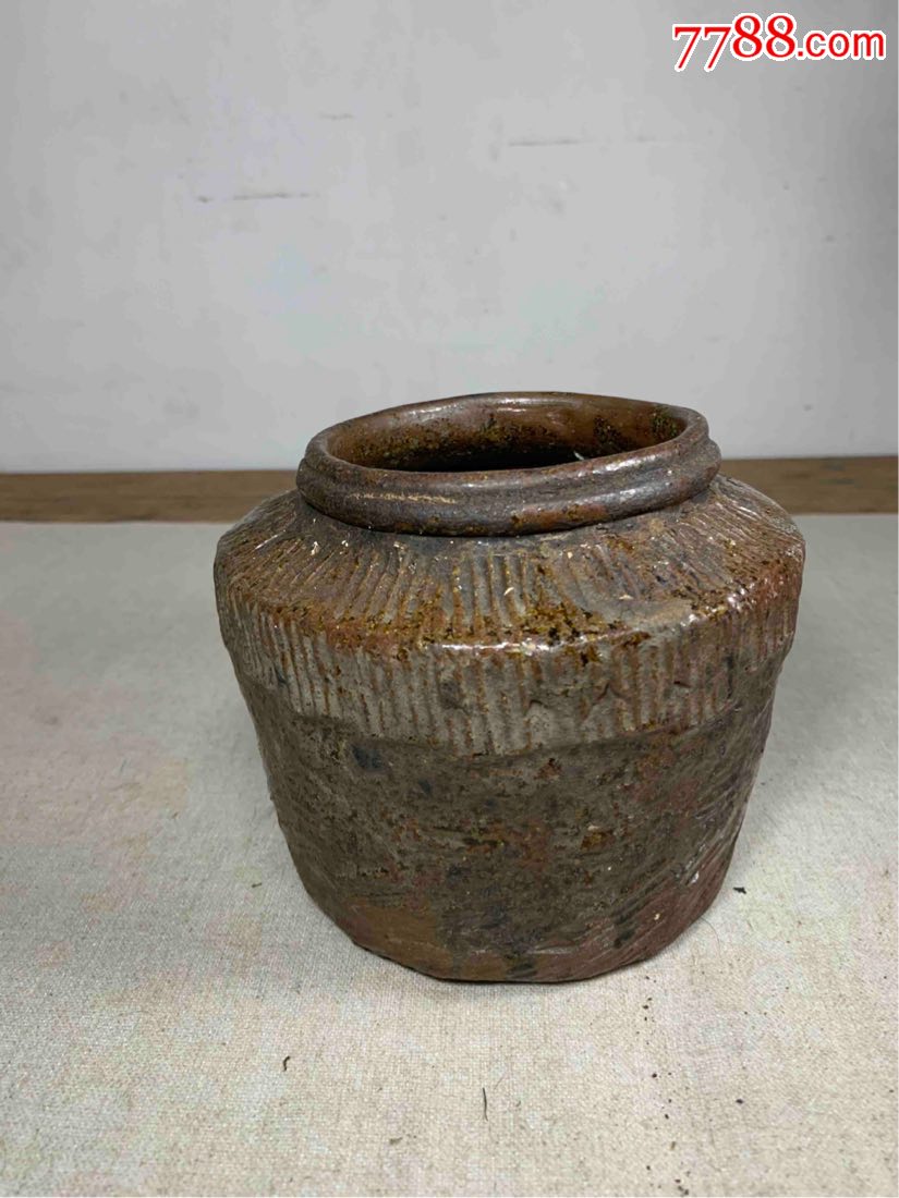古董古玩收藏杂项清代紫砂罐酱釉罐老砂罐子茶叶罐
