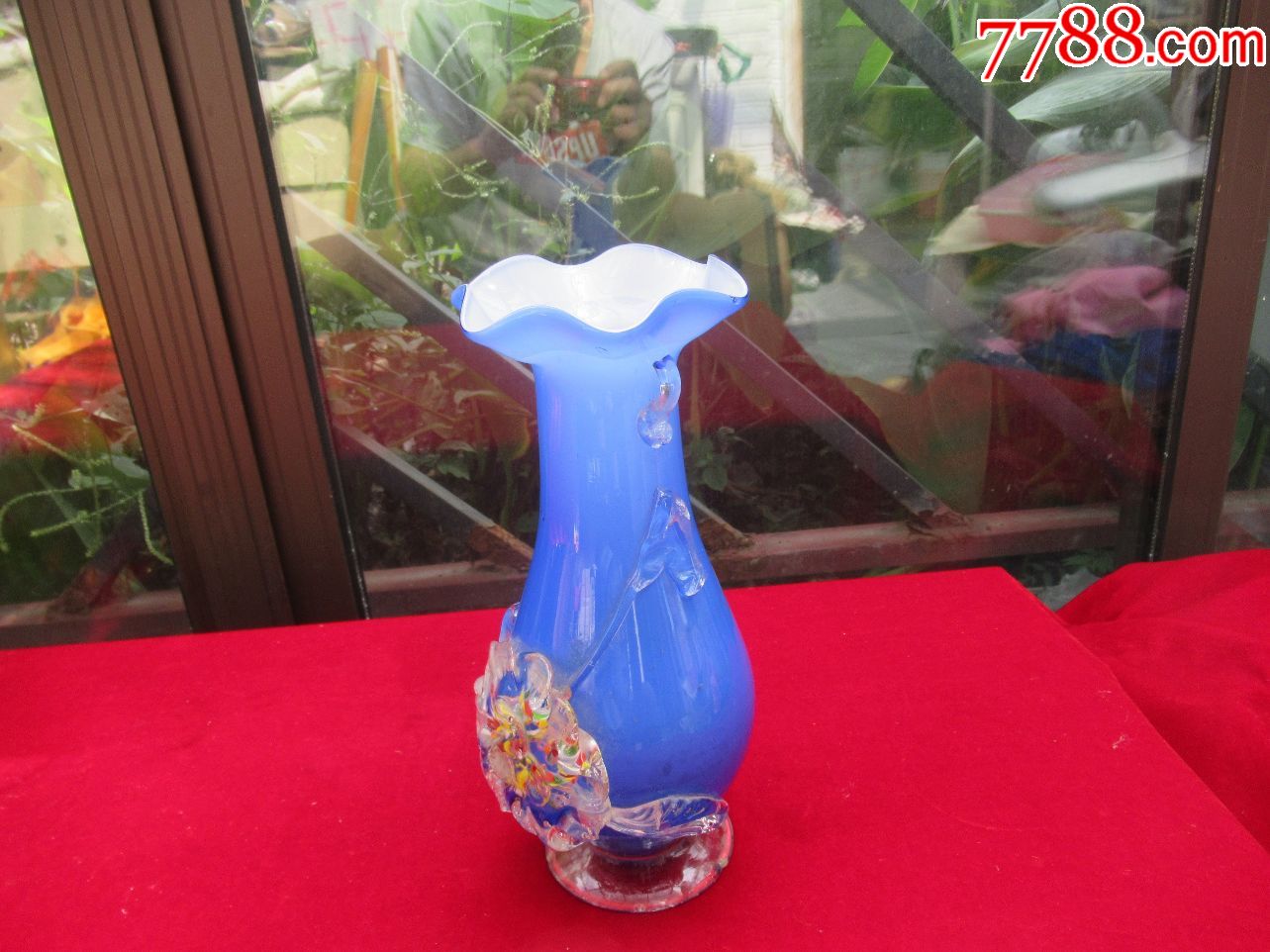 【花瓶收藏】七八十年代蓝玻璃花瓶(以图为准)