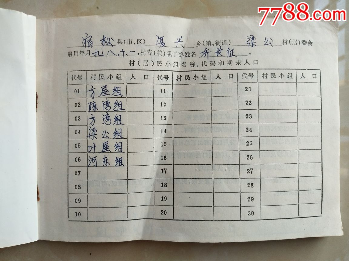 村级计划生育统计台帐……少