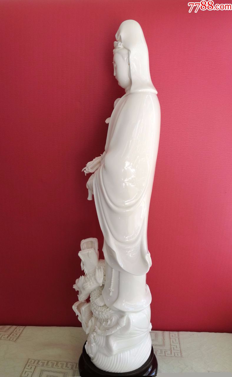 八*十年代德化象*白三龙头滴水观音(22吋)