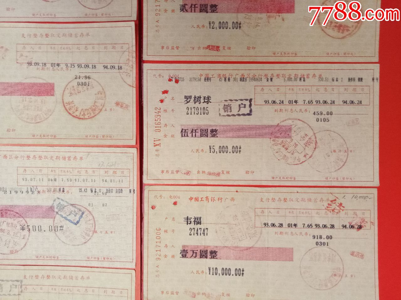 中国工商银行整存整取定期存单