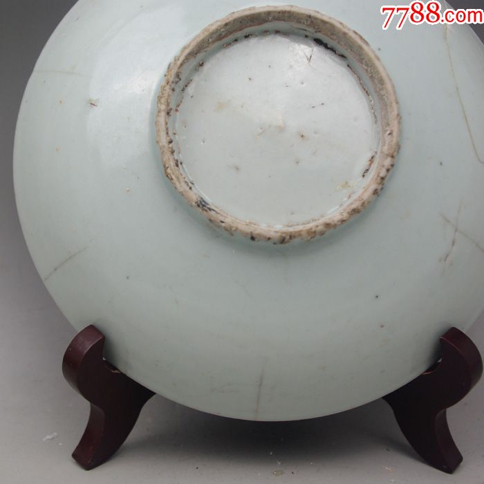 顺治一叶知秋小盘明清景德镇老青花瓷器老物件收藏摆件古玩_价格650